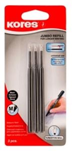 Picture of KORES UNIV BALLPOINT REFILL MED BLACK 3PK